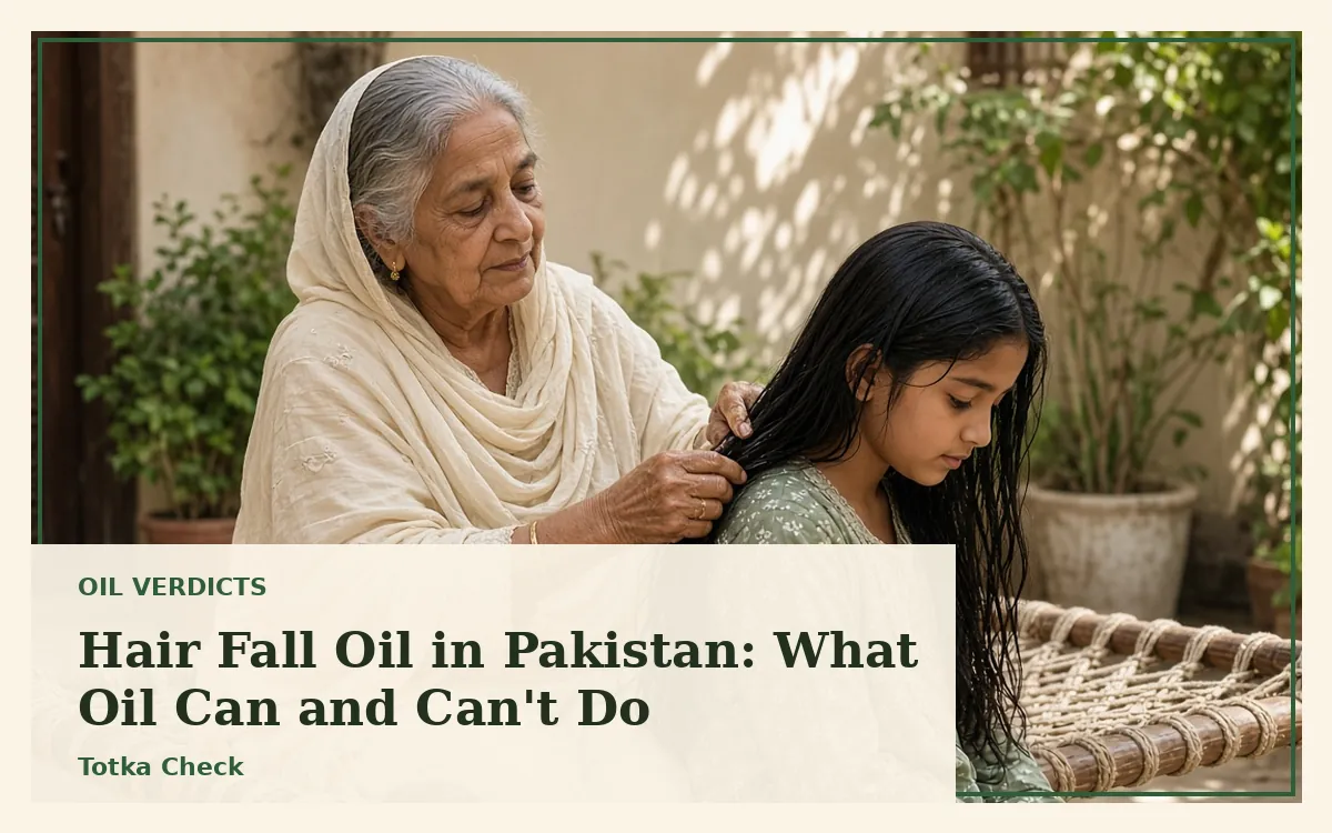Grandmother oiling her granddaughter's long hair on a charpai in a courtyard